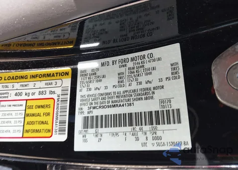 2021 Ford Bronco Sport Badlands from USA, damaged, VIN 3FMCR9D98MRA41381